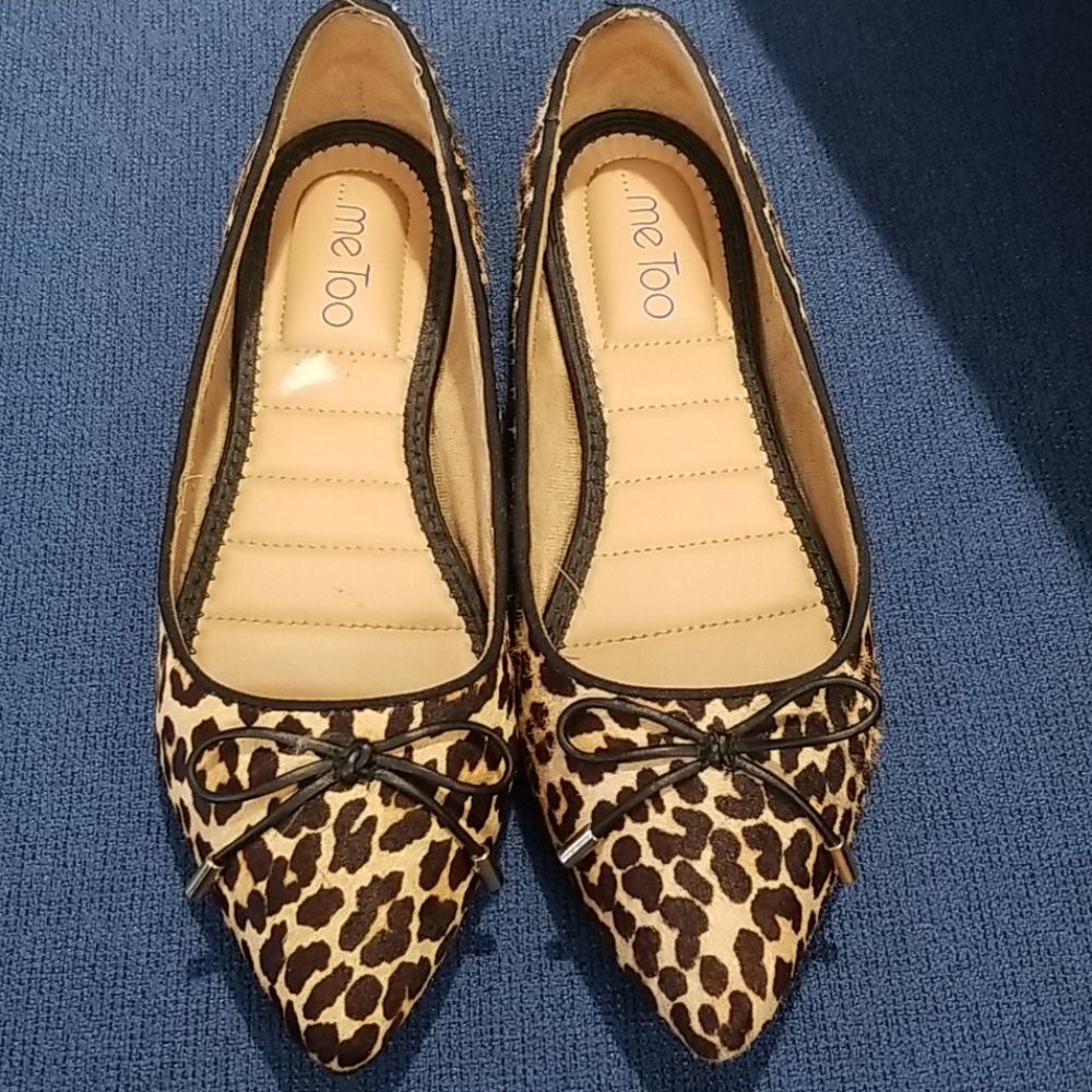 me Too calf hair leopard print flats